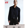 H&M 2024春季女装时尚休闲潮流复古带垫肩飞行员夹克1223864 黑色 165/96A M