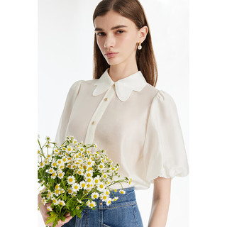 歌莉娅  夏季  天丝花瓣领衬衫  1C4R3B060 05W米白（预计4月15日发货） S（预计4月15日发货）