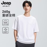 JEEP SPIRIT Jeep吉普男士全棉短袖T恤衫2024夏纯色圆领上衣