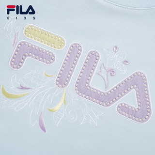 FILA 斐乐儿童服装上衣2024春冬女中大童抗菌圆领套头卫衣 浮沉蓝-LB 165