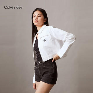 Calvin Klein【明星同款】Jeans24春夏女复古纯棉拉链翻领短牛仔夹克J223475 1AA-牛仔白 XS