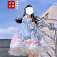 艾诺黛 原创OP洛丽塔裙子lolita日常洋装正新品连衣裙公主裙甜美 浅蓝色小裙子本体+发带 L