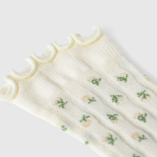 迷你巴拉夏季女童轻薄透气抑菌棉袜宝宝亲肤甜美碎花袜子 白绿色调00314 80cm