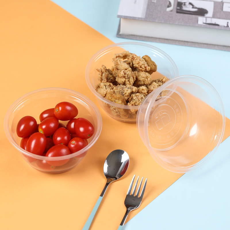 88VIP：芳草地 一次性餐盒圆形塑料外卖打包盒饭盒餐具碗加厚汤碗100只