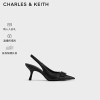 CHARLES&KEITH24夏气质尖头金属扣高跟包头凉鞋CK1-60361511 Black黑色 35