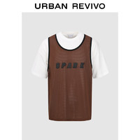 URBAN REVIVO 夏季男装高街休闲撞色假两件字母短袖T恤 UMV440058 本白 L