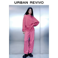 URBAN REVIVO 女士休闲高街复古洗水刺绣超宽松卫衣 UWV440039 玫红 L