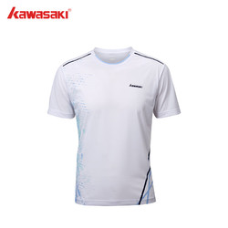 KAWASAKI 川崎 羽毛球服短袖吸湿透气潮流运动比赛速干T恤 B1978 白色男款 XL