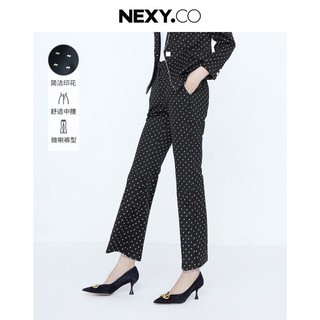 NEXY.CO 奈蔻 春季商务通勤街头风波点修身透气直筒九分裤女式西裤