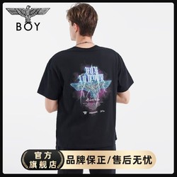 BOY LONDON 潮牌短袖男女同款夏季黑色老鹰印花设计宽松T恤