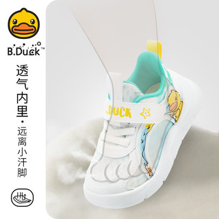 B.Duck小黄鸭男童鞋夏季女童单网鞋运动鞋儿童网面透气潮鞋跑步鞋 白色 23码 脚长13.9-14.4cm