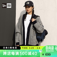 NEW ERA 纽亦华秋季MLB羊毛开衫复古撞色时尚NY毛衣针织外套 12878712-灰色 XXL