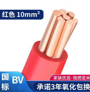 东一江 电线电缆国标BV10/16/25/35/50平方铜线单塑铜芯阻燃电线散剪 单皮硬线 10平方 1米 红色