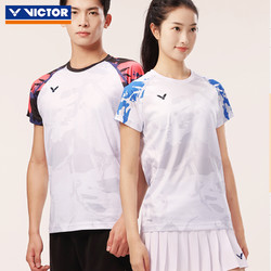 VICTOR 威克多 羽毛球服男女款针织运动短袖T恤 T-40017