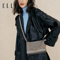 ELLE 她 女包2024字母链条斜挎包高级感手提单肩包小方包包24072