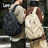 Lee双肩包男大容量背包大电脑包高中初中生书包女旅行包卡其色