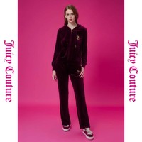 Juicy Couture 橘滋 守护豹金属logo绣花丝绒女式休闲裤