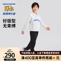 Skechers斯凯奇童装时尚春秋休闲针织套装男女运动卫衣长裤两件套L124K040 雪白色/00QF 170cm