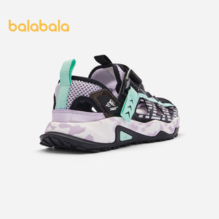 巴拉巴拉男童运动凉鞋夏2024镂空透气鞋子磁力扣 黑紫色调00397-204224140004 34码