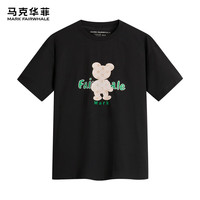 马克华菲【小熊印花】纯棉短袖T恤男2024春夏百搭时尚休闲打底T恤衫 001黑色 XL