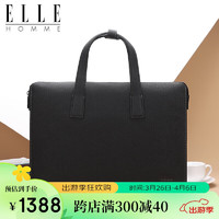 ELLE HOMME 男士商务公文包 轻奢头层牛皮手提包 大容量电脑包男包EA188215310黑色