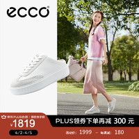 爱步（ECCO）板鞋女 24年春夏圆头厚底穆勒鞋内增高休闲鞋 街头舞台219563 白色21956350153 37