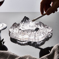 宫薰 烟灰缸防飞灰日式冰川玻璃创意办公室茶几装饰摆件 富士山16cm