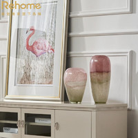 Rehome 青印玻璃花瓶客厅摆件艺术品纯手工玻璃插花瓶装饰品摆件客厅现代