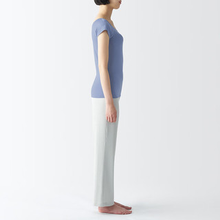 无印良品（MUJI）女式 莱赛尔 带罩杯 法国袖T恤 女士背心女款 可外穿 带胸垫 萨克森蓝 L (165/88A)
