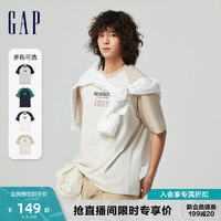 Gap 盖璞 男女装2024春夏新款纯棉圆领插肩短袖T恤撞色情侣上衣885838