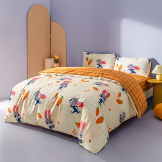 迪士尼（Disney）全棉四件套儿童双人床被套床单被罩枕套兔子朱迪1.5/1.8m床