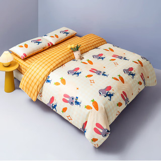 迪士尼（Disney）全棉四件套儿童双人床被套床单被罩枕套兔子朱迪1.5/1.8m床