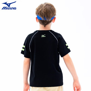 美津浓（MIZUNO）童装男童短袖T恤季儿童半袖中大童纯棉上衣潮t   黑色 160cm