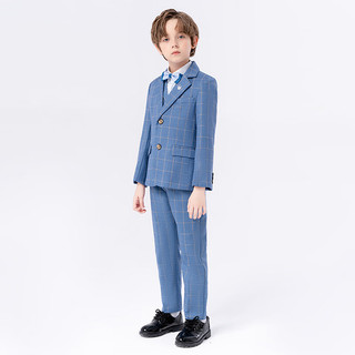 真维斯2024年春季男童小主持人英伦风帅气西装演出服礼服男GD 蓝色2501 140cm