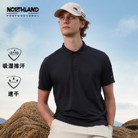 NORTHLAND 诺诗兰 24春夏短袖T恤户外速干清爽户外徒步休闲短袖NTSET0460E 纯黑色 185