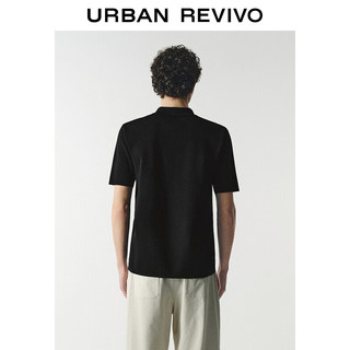 URBAN REVIVO 男士都市轻商务翻领短袖针织衫 UMU940016 正黑 XS