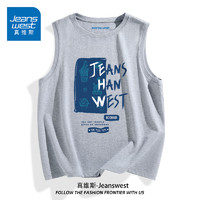 JEANSWEST 真维斯 男士背心夏季纯棉港风潮牌外穿宽松大码汗衫男生运动健身篮球坎肩