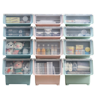 88VIP：XINGYOU 星优 2个装前开式儿童玩具收纳箱整理透明翻盖零食抽屉收纳柜储物