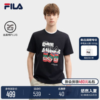 FILA 斐乐 官方男子运动短袖T2024夏季新款趣味刺绣舒适纯棉T恤男