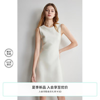 欧时力 丝光小黑裙2024新夏白裙短款礼服无袖连衣裙 米白 XL