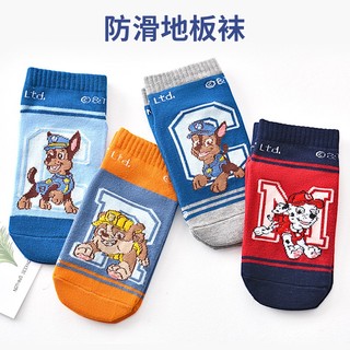 汪汪队立大功（PAW PATROL）男孩地板袜儿童防滑袜蹦床袜学步袜舞蹈袜4双装PA1213 14-16cm 【3-4岁】（脚长14-16cm）