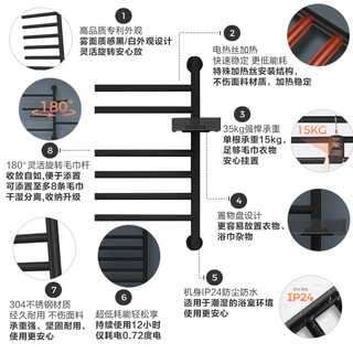 KOHLER 科勒 安得适电热毛巾架浴室加热发热毛巾烘干架 明装下出线-雾面白