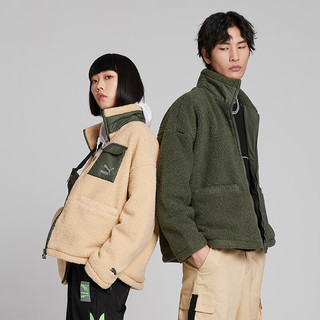 彪马（PUMA）  男女同款仿羊羔绒立领拉链外套 SHERPA 539570 墨绿色-64 XL(185/104A)