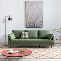 补贴购、米粉节、家装季：趣享意家 米兰时尚科技布沙发 岩绿色 三人位