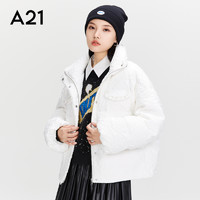 A21 女装短款洋气白色羽绒服女立领肌理感厚鸭绒外套女冬2022新款