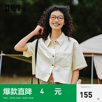 森马 Semir中袖衬衫女短款小个子宽松夏2024复古翻领上衣 白色调00411 150/76A/XS