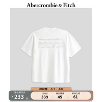 Abercrombie & Fitch 男装女装情侣装 24春夏新品 美式风复古T恤 359280-1 白色 M (180/100A)