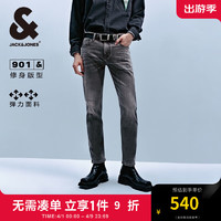 杰克·琼斯（JACK&JONES）夏修身版型水洗猫须设计潮舒适弹力牛仔裤长裤男裤224232031 A17 中灰牛仔 常规 190/92A/XXLR