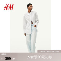 H&M女装裤子2024夏季休闲版潮流复古棉质中腰牛仔裤1227048 蓝色 42P