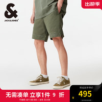 杰克·琼斯（JACK&JONES）夏季略宽松版型字母贴布底摆双侧开衩休闲短裤男装22429F014 草绿E03 165/72A/XSR